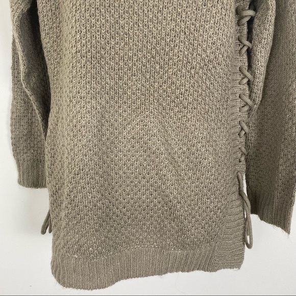 VENUS Tan Fuzzy Knit Pullover Sweater Lace Up Sides Fall winter Casual Small - Picture 3 of 8